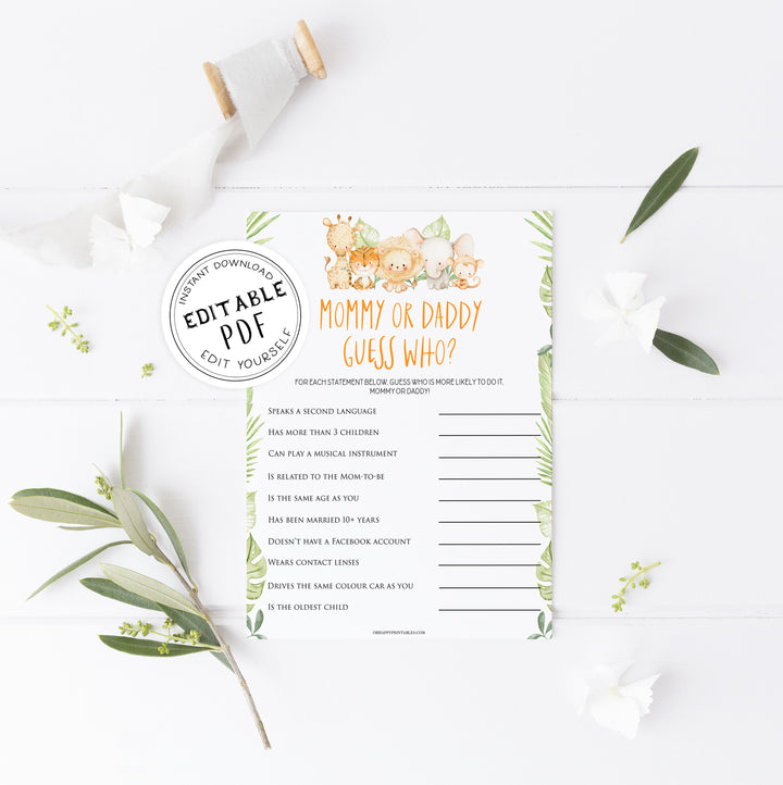 mommy or daddy guess who baby game, Printable baby shower games, safari animals baby games, baby shower games, fun baby shower ideas, top baby shower ideas, safari animals baby shower, baby shower games, fun baby shower ideas