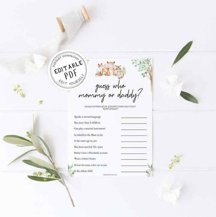 guess who baby shower games, Printable baby shower games, woodland animals baby games, baby shower games, fun baby shower ideas, top baby shower ideas, woodland baby shower, baby shower games, fun woodland animals baby shower ideas