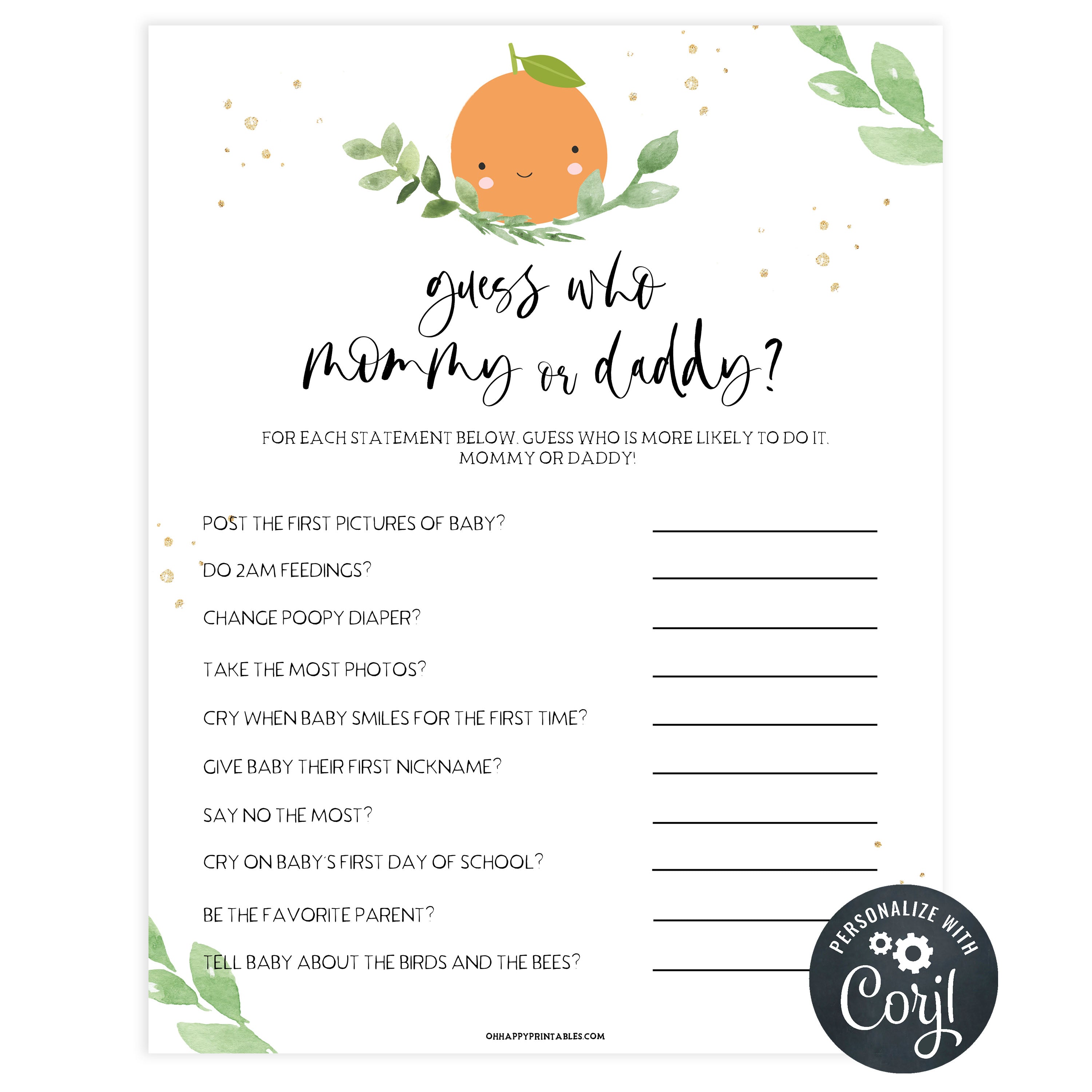 little cutie editable guess who baby shower game, printable baby shower games, little cutie baby shower games