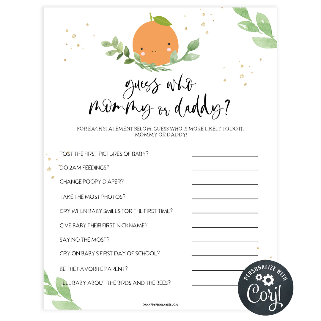 little cutie editable guess who baby shower game, printable baby shower games, little cutie baby shower games