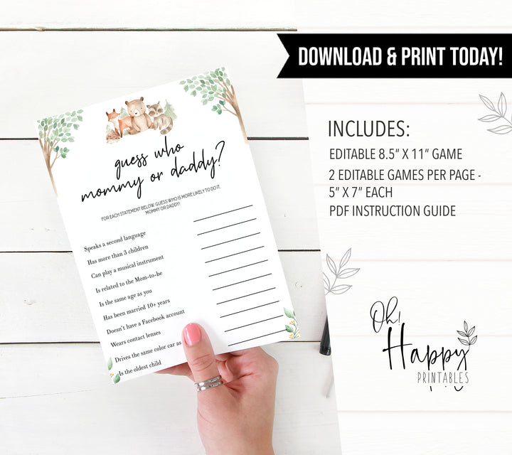 guess who baby shower games, Printable baby shower games, woodland animals baby games, baby shower games, fun baby shower ideas, top baby shower ideas, woodland baby shower, baby shower games, fun woodland animals baby shower ideas