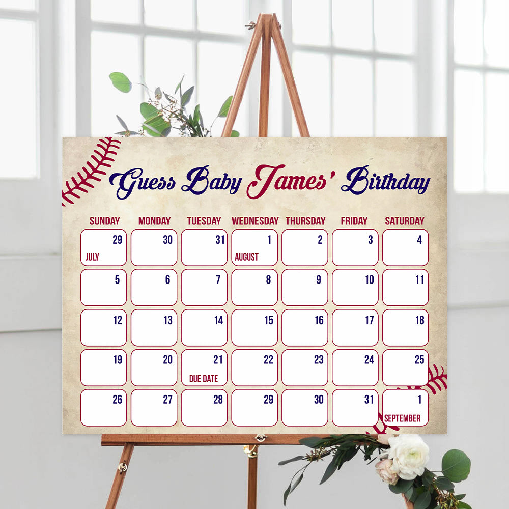 guess the baby birthday game, baby birthday predictions game, printable baby shower games, baseball baby shower theme, little slugger baby shower, baseball baby shower ideas