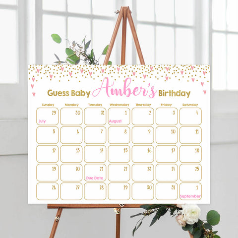 guess the baby birthday game, printable baby games, small pink hearts baby games, pink baby shower ideas, fun baby decor ideas