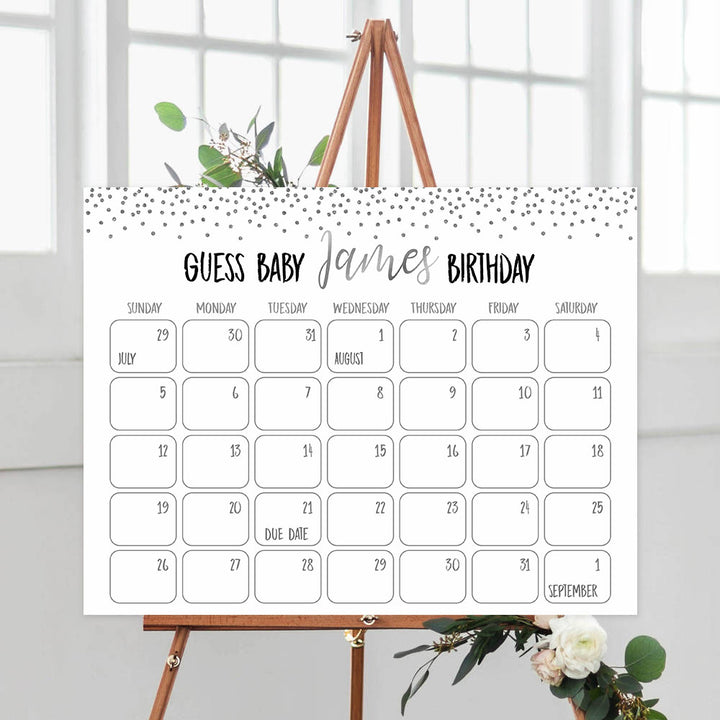 guess the baby birthday game, Printable baby shower games, baby silver glitter fun baby games, baby shower games, fun baby shower ideas, top baby shower ideas, silver glitter shower baby shower, friends baby shower ideas