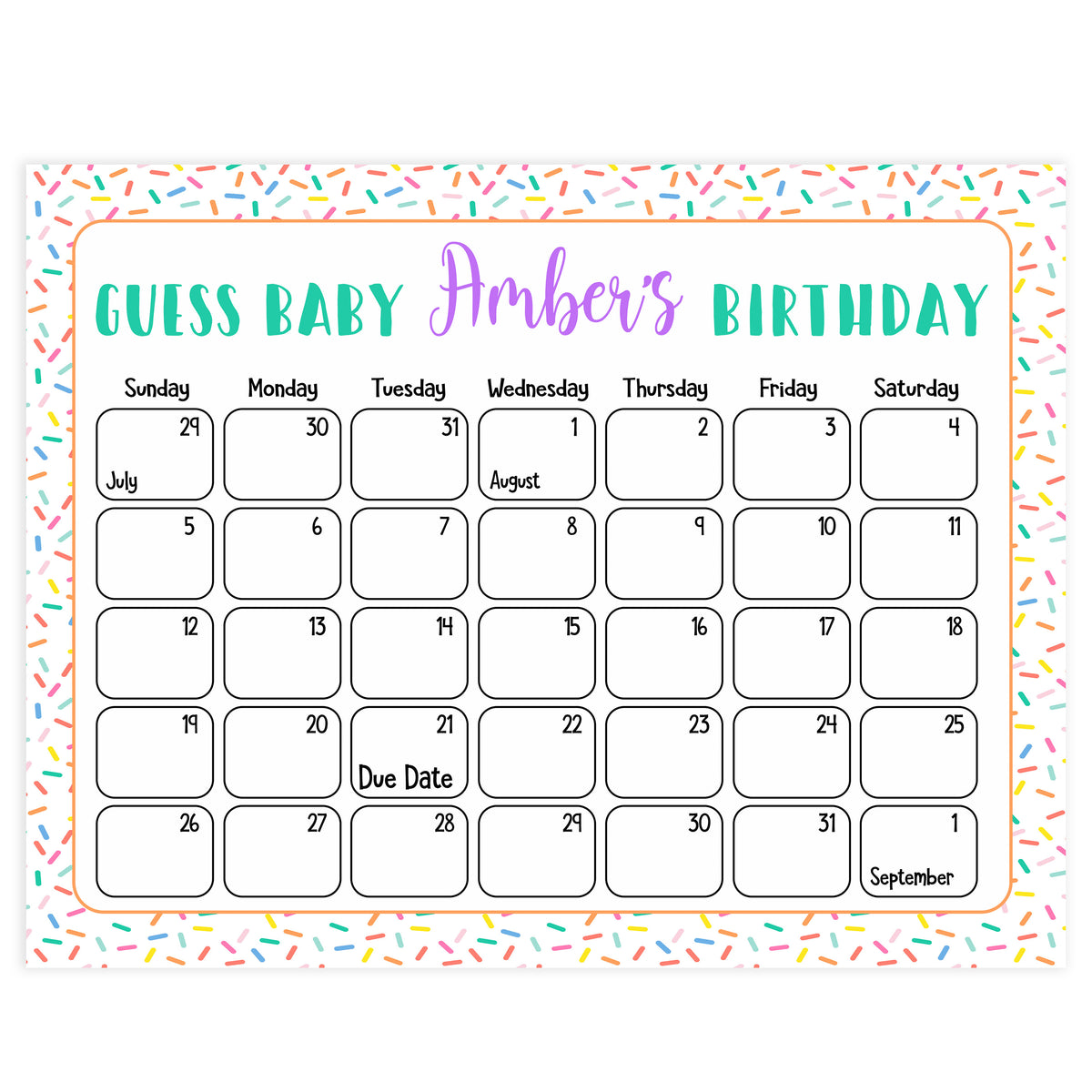 guess the baby birthday game, baby birthday predictions games, printable baby shower games, fun baby shower ideas, baby sprinkle game ideas
