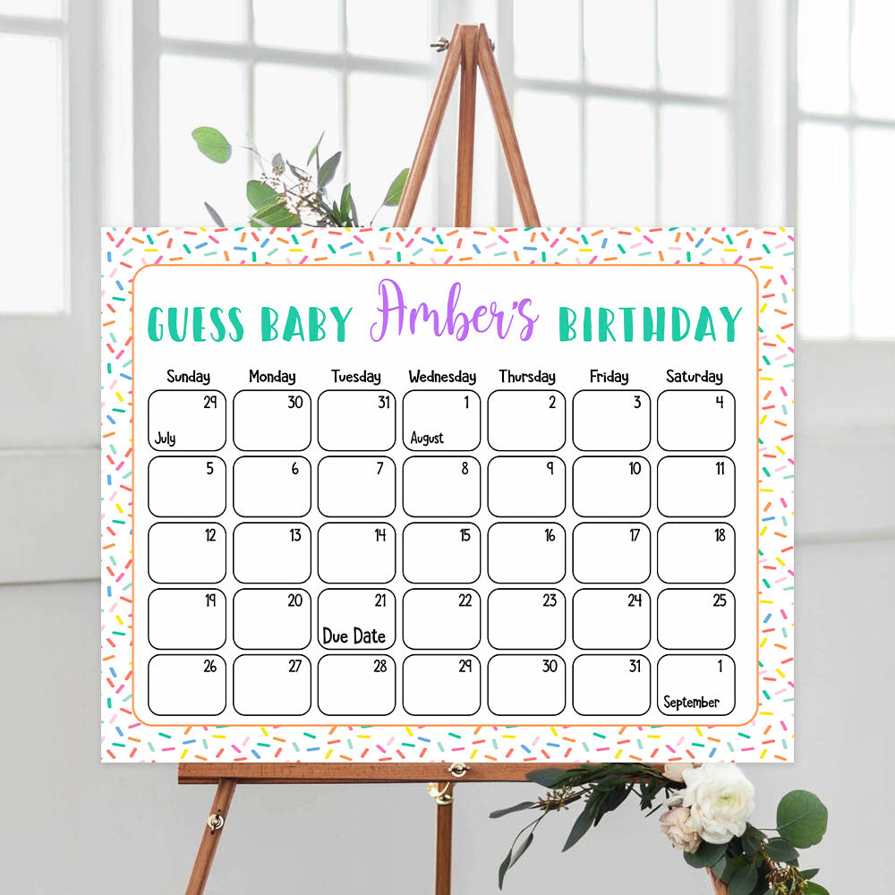 guess the baby birthday game, baby birthday predictions games, printable baby shower games, fun baby shower ideas, baby sprinkle game ideas