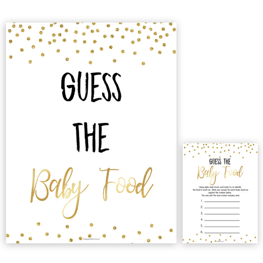 Gold Glitter Baby Shower Guess The Baby Food, Gold Glitter Baby Shower Guess The Baby Food, Baby Shower Games, Guess The Baby Food , amazing baby shower games