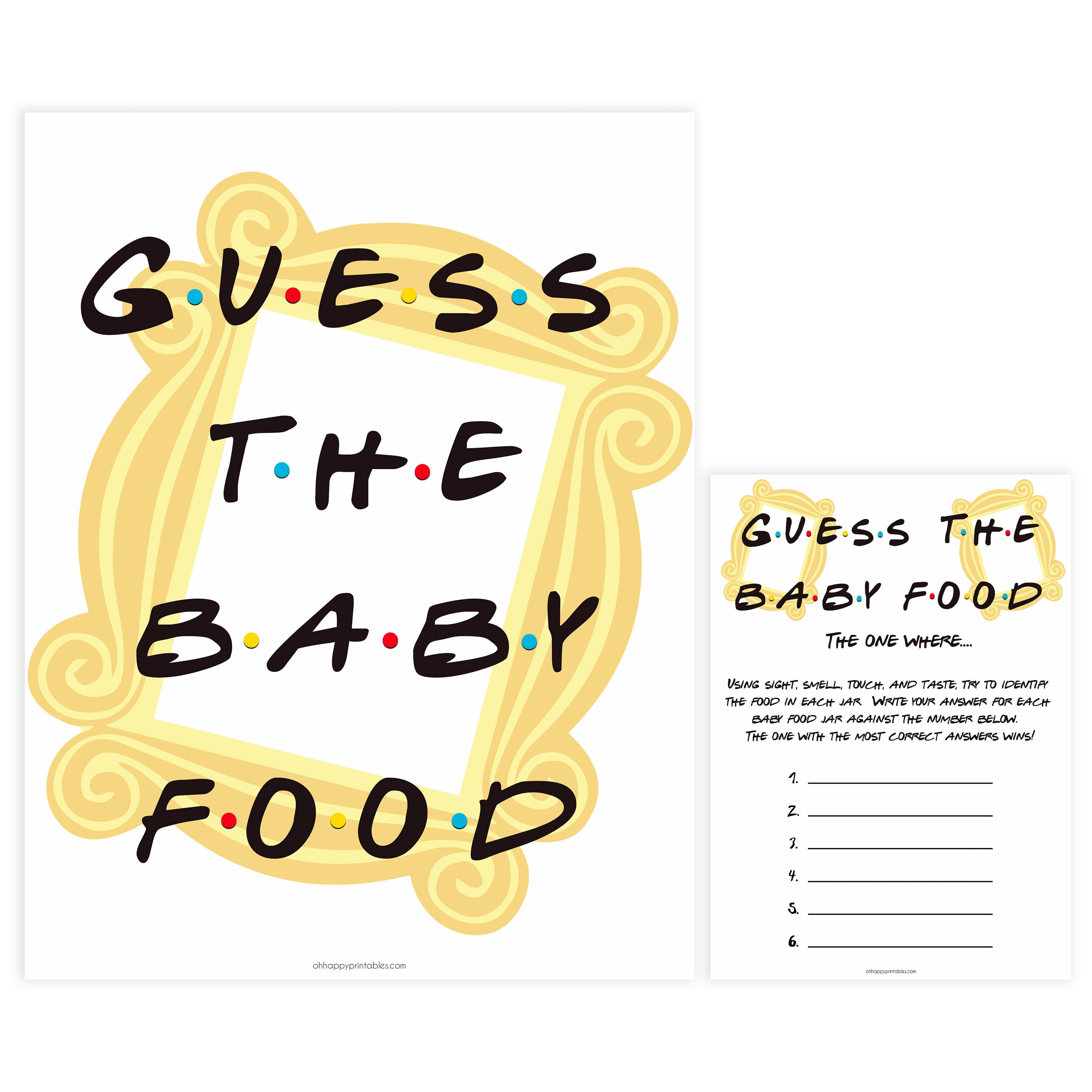 Guess The Baby Food Game Friends Printable Baby Games