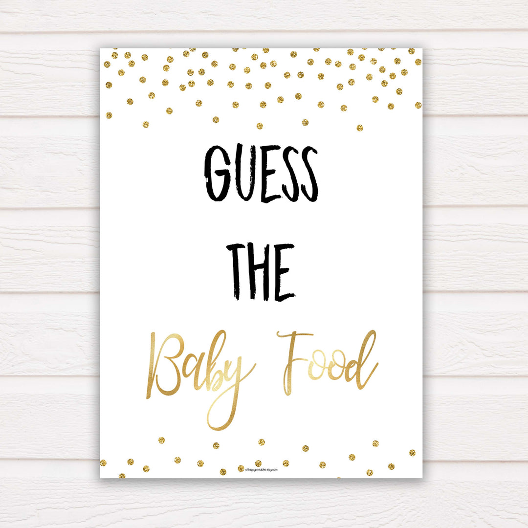 Gold Glitter Baby Shower Guess The Baby Food, Gold Glittter Baby Shower Guess The Baby Food, Baby Shower Games, Guess The Baby Food , amazing baby shower games