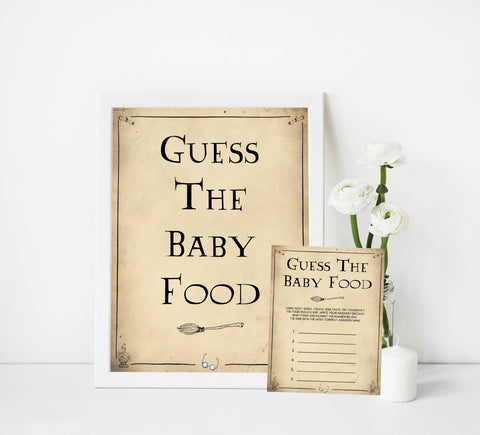 Guess The Baby Food Game, Wizard baby shower games, printable baby shower games, Harry Potter baby games, Harry Potter baby shower, fun baby shower games,  fun baby ideas