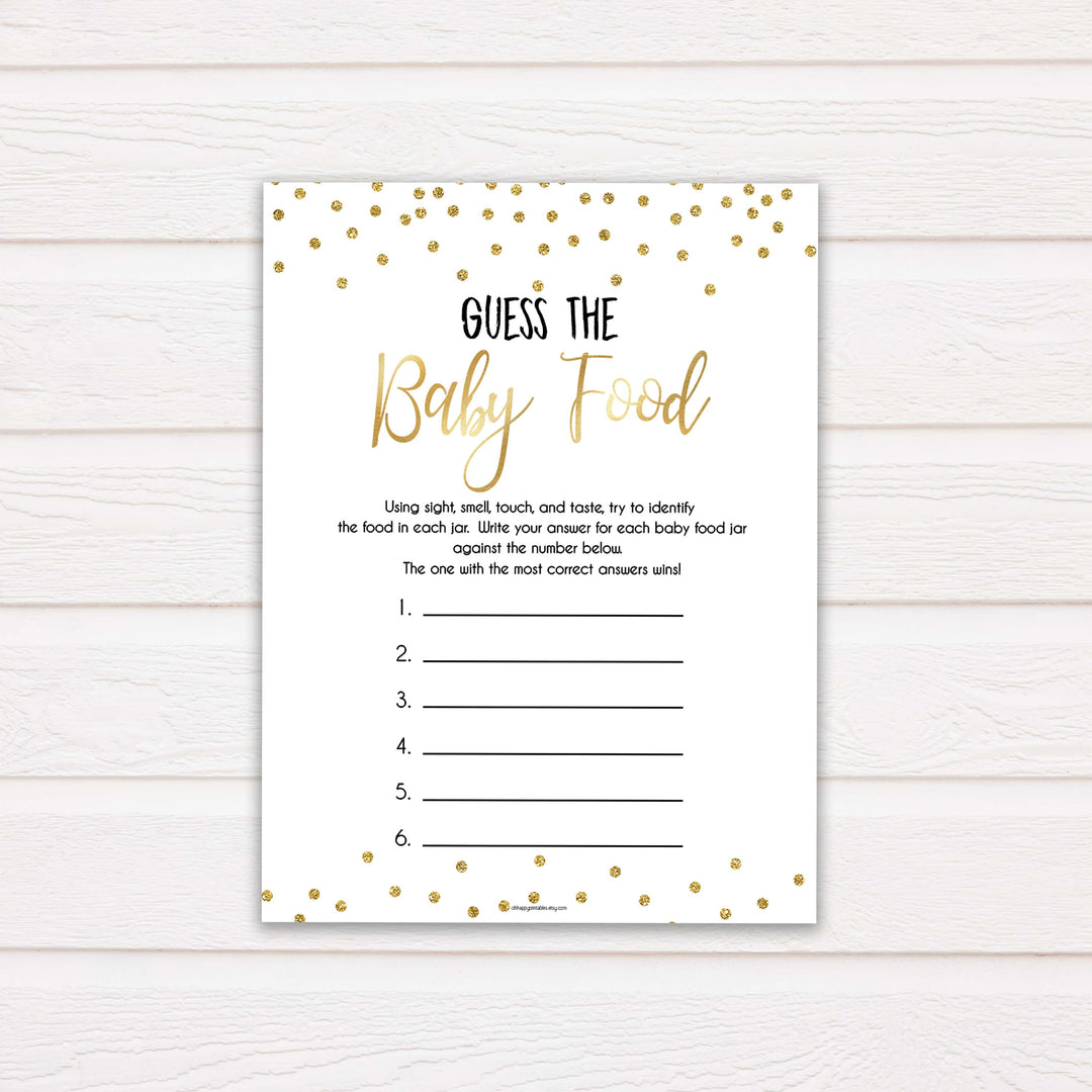 Gold Glitter Baby Shower Guess The Baby Food, Gold Glittter Baby Shower Guess The Baby Food, Baby Shower Games, Guess The Baby Food , amazing baby shower games