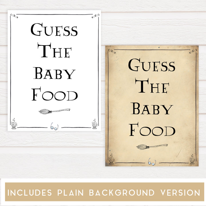 Guess The Baby Food Game, Wizard baby shower games, printable baby shower games, Harry Potter baby games, Harry Potter baby shower, fun baby shower games,  fun baby ideas