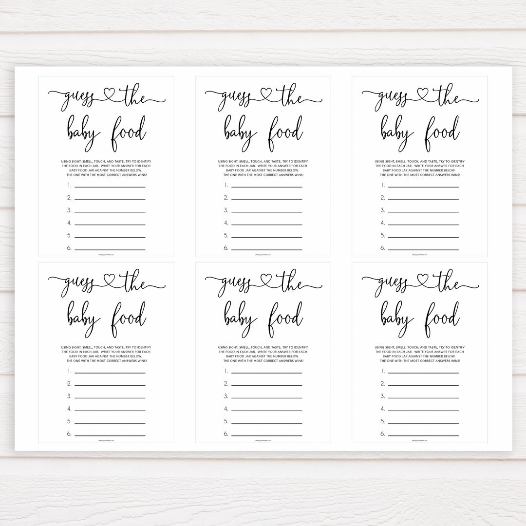 Minimalist baby shower games, guess the baby food baby games, 10 baby game bundles, fun baby games, printable baby games, top baby games, popular baby games, labor or porn games, neutral baby games, gender reveal games