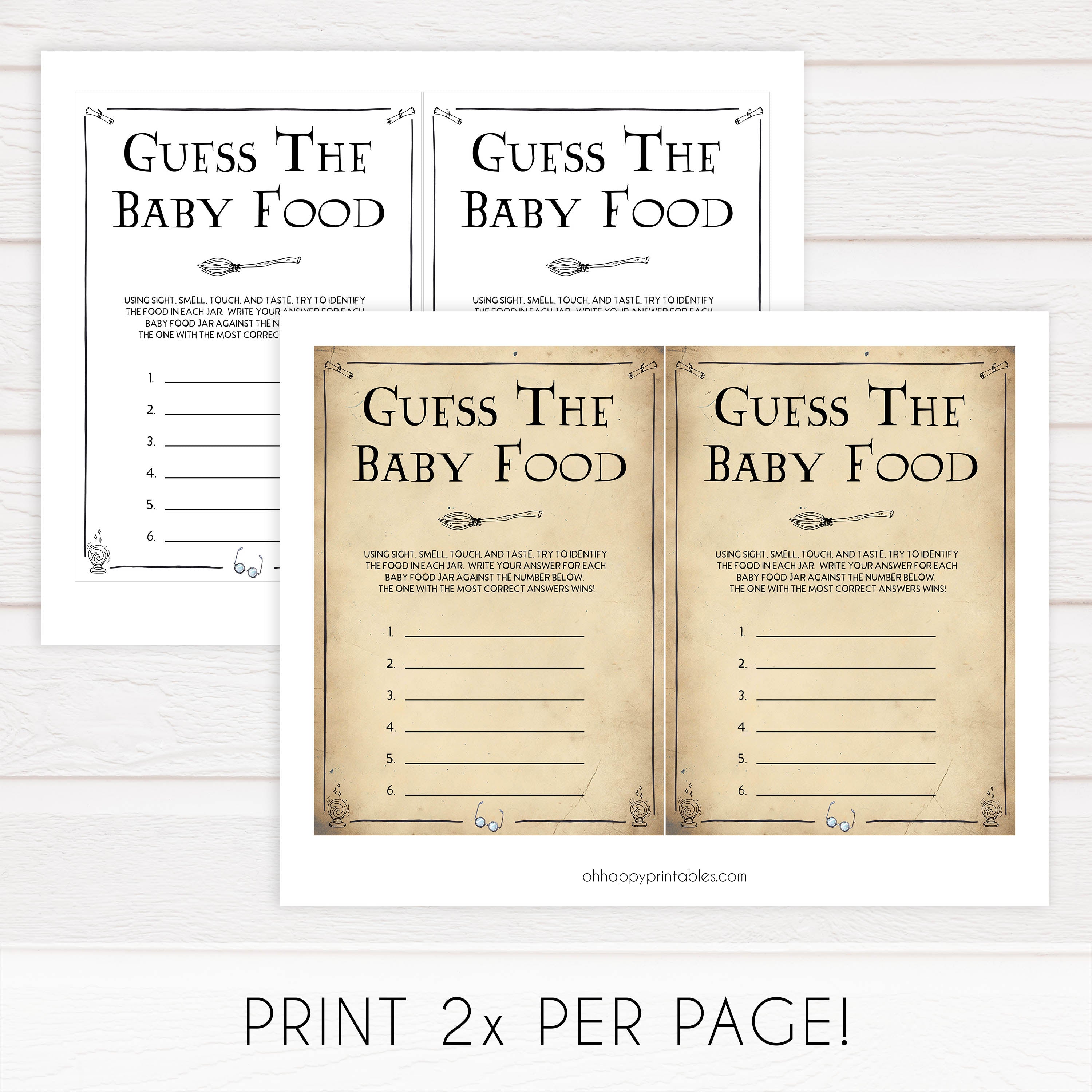 Guess The Baby Food Game, Wizard baby shower games, printable baby shower games, Harry Potter baby games, Harry Potter baby shower, fun baby shower games,  fun baby ideas