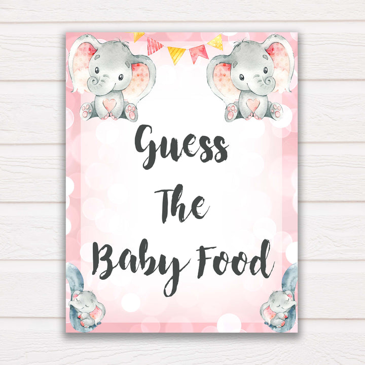 pink elephant baby games, guess the baby food baby shower games, printable baby shower games, baby shower games, fun baby games, popular baby games, pink baby games
