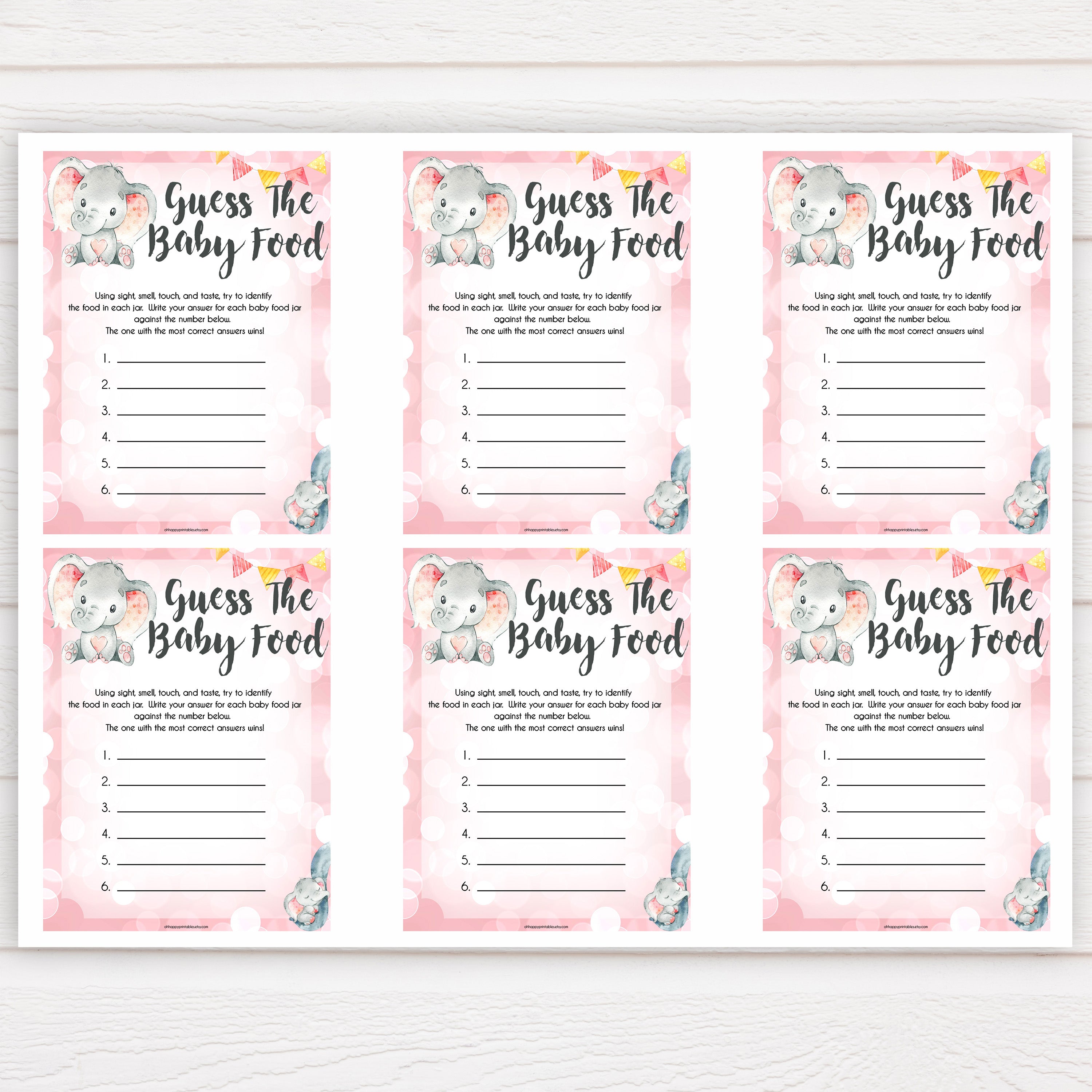 pink elephant baby games, guess the baby food baby shower games, printable baby shower games, baby shower games, fun baby games, popular baby games, pink baby games