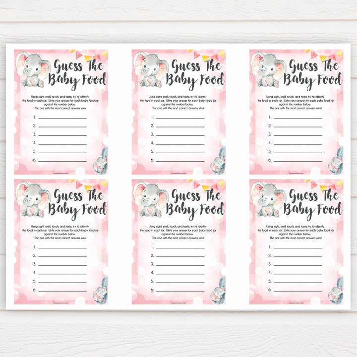 pink elephant baby games, guess the baby food baby shower games, printable baby shower games, baby shower games, fun baby games, popular baby games, pink baby games