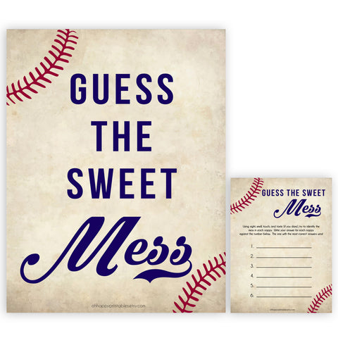 Baseball Baby Shower Guess The Mess Game, Baseball Baby Shower Guess The Sweet Mess, Baby Shower Games, Guess The Mess, Fun Baby Games, printable baby shower games, fun baby shower games, popular baby shower games