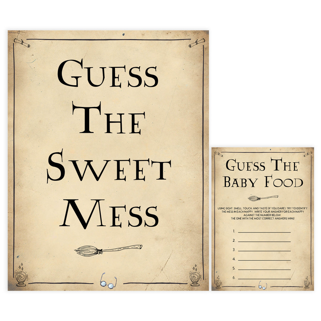 Guess The Sweet Mess Baby Game, Wizard baby shower games, printable baby shower games, Harry Potter baby games, Harry Potter baby shower, fun baby shower games,  fun baby ideas