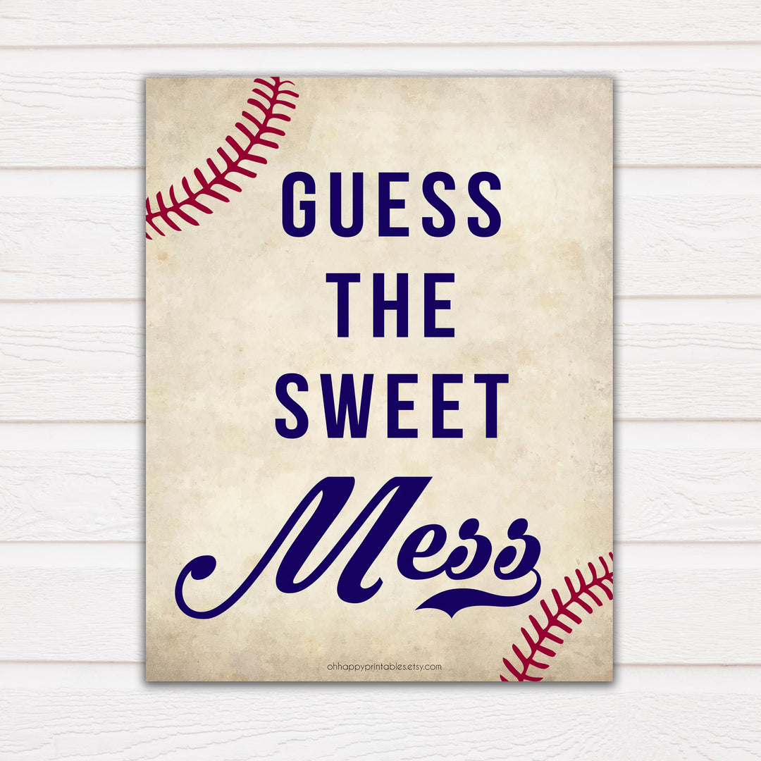 Baseball Baby Shower Guess The Mess Game, Baseball Baby Shower Guess The Sweet Mess, Baby Shower Games, Guess The Mess, Fun Baby Games, printable baby shower games, fun baby shower games, popular baby shower games