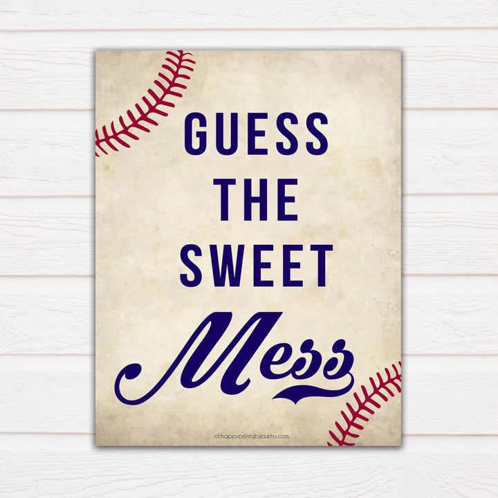 Baseball Baby Shower Guess The Mess Game, Baseball Baby Shower Guess The Sweet Mess, Baby Shower Games, Guess The Mess, Fun Baby Games, printable baby shower games, fun baby shower games, popular baby shower games
