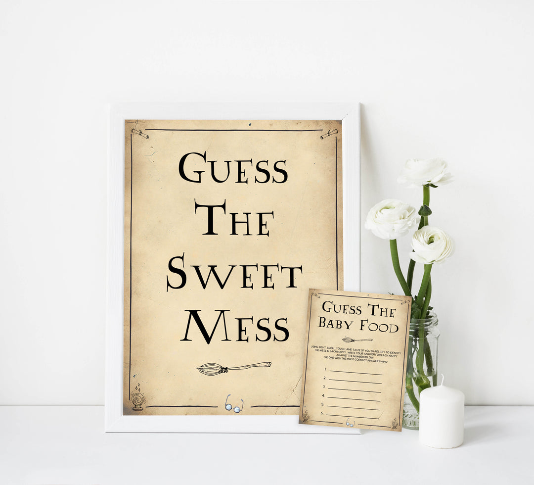 Guess The Sweet Mess Baby Game, Wizard baby shower games, printable baby shower games, Harry Potter baby games, Harry Potter baby shower, fun baby shower games,  fun baby ideas