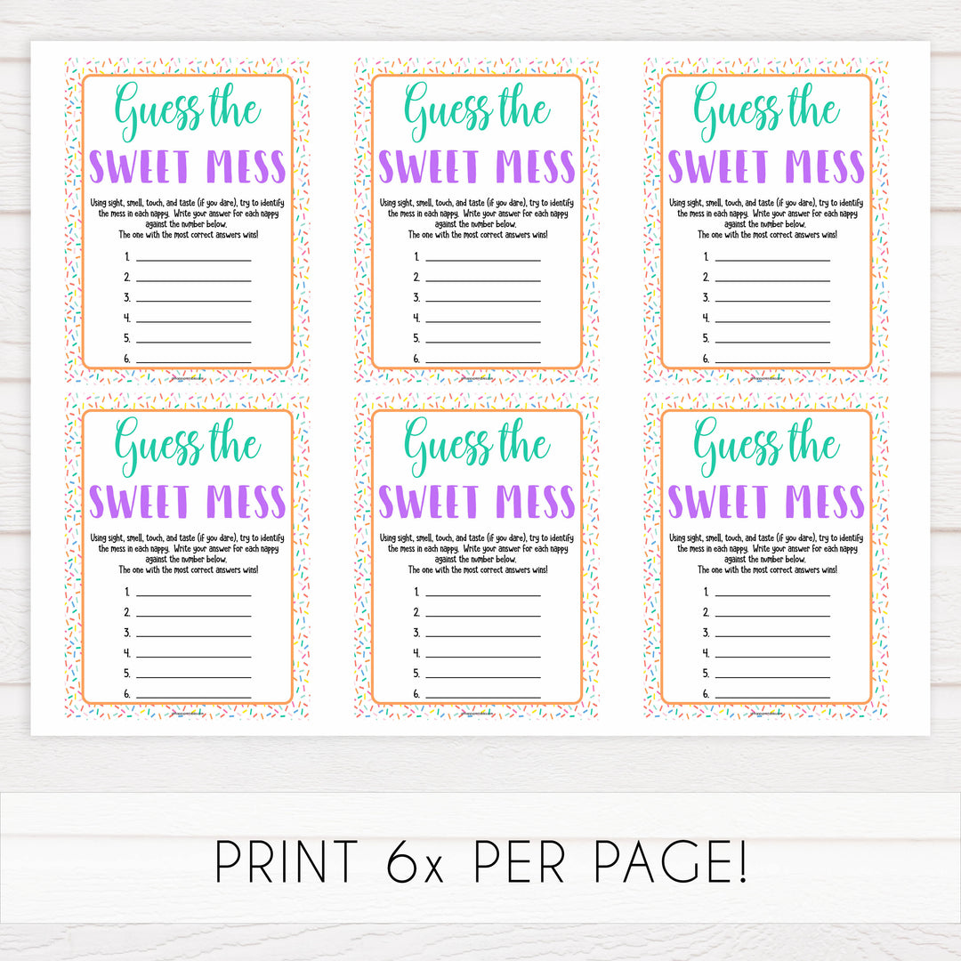guess the sweet mess game, Printable baby shower games, baby sprinkle fun baby games, baby shower games, fun baby shower ideas, top baby shower ideas, sprinkle shower baby shower, friends baby shower ideas