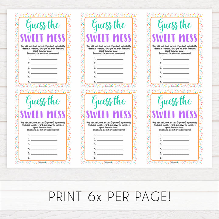 guess the sweet mess game, Printable baby shower games, baby sprinkle fun baby games, baby shower games, fun baby shower ideas, top baby shower ideas, sprinkle shower baby shower, friends baby shower ideas