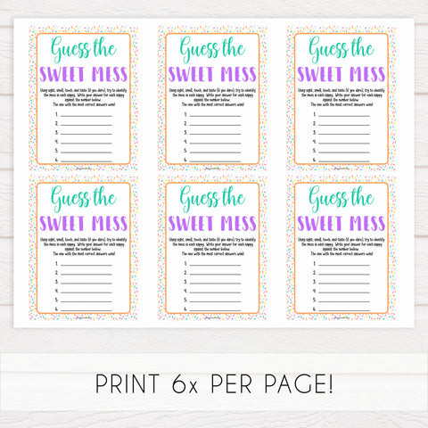 guess the sweet mess game, Printable baby shower games, baby sprinkle fun baby games, baby shower games, fun baby shower ideas, top baby shower ideas, sprinkle shower baby shower, friends baby shower ideas