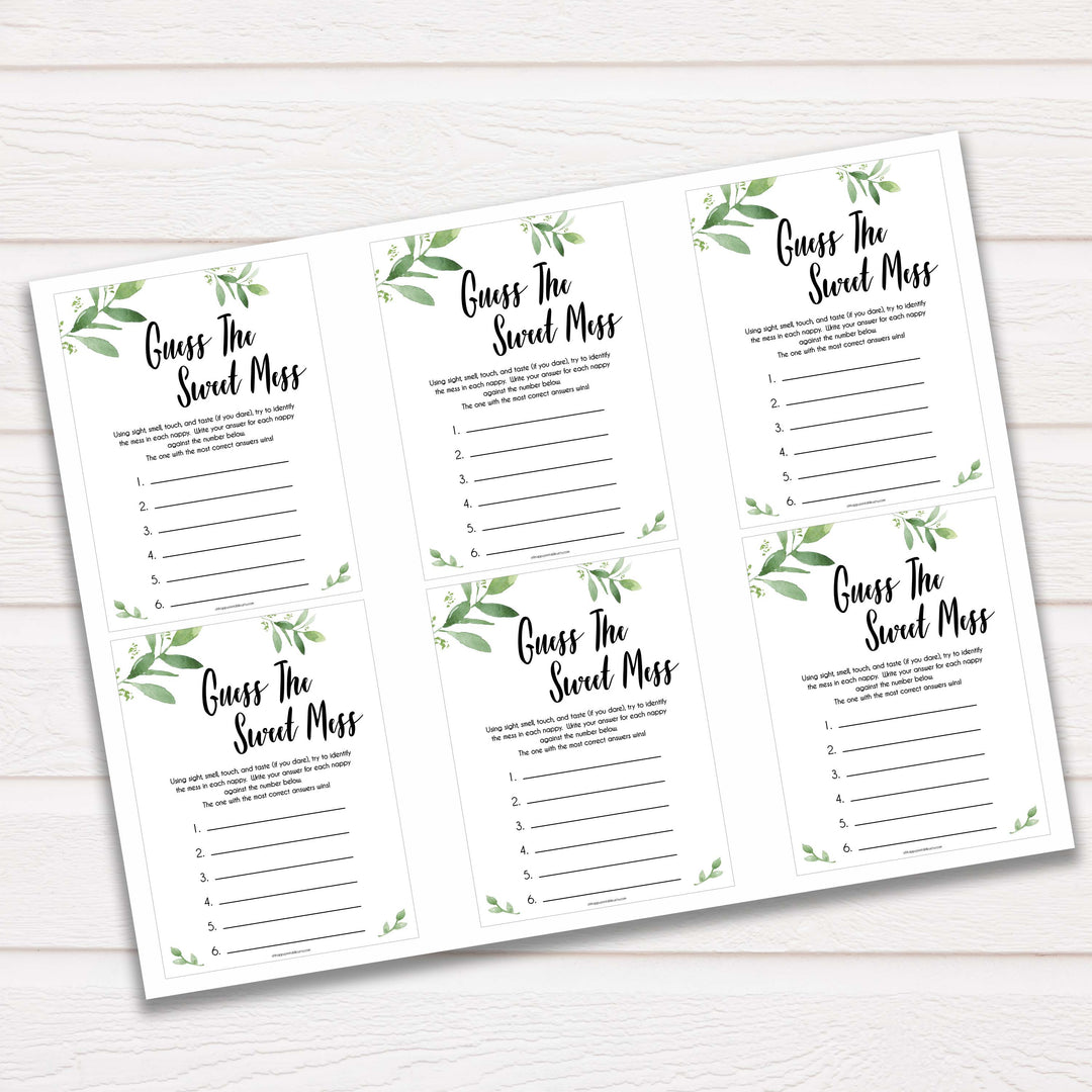 Botanical Baby Shower Guess The Mess Game, Greenery Baby Shower Guess The Sweet Mess, Baby Shower Games, Guess The Mess, Baby Games
