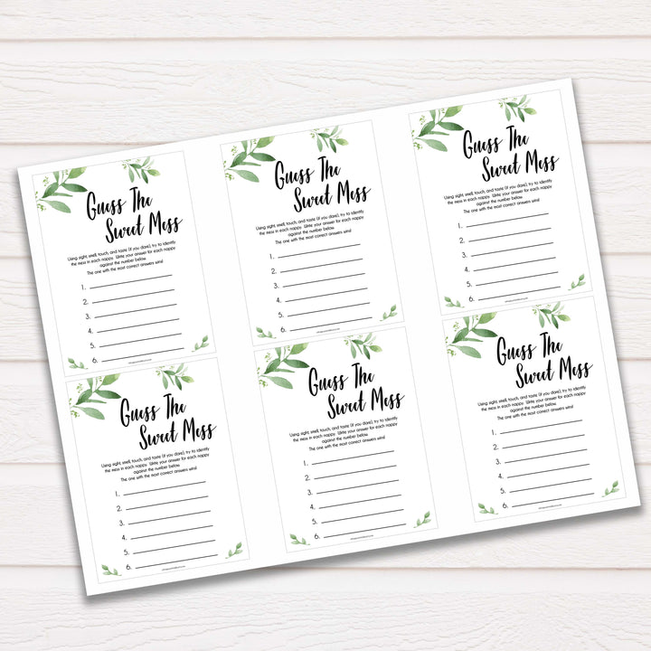 Botanical Baby Shower Guess The Mess Game, Greenery Baby Shower Guess The Sweet Mess, Baby Shower Games, Guess The Mess, Baby Games