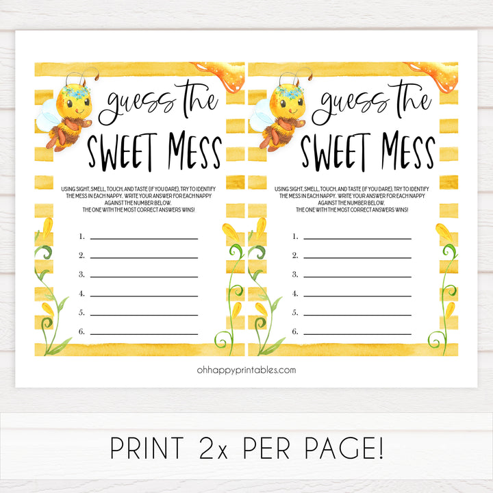 guess the sweet mess game, Printable baby shower games, mommy bee fun baby games, baby shower games, fun baby shower ideas, top baby shower ideas, mommy to bee baby shower, friends baby shower ideas