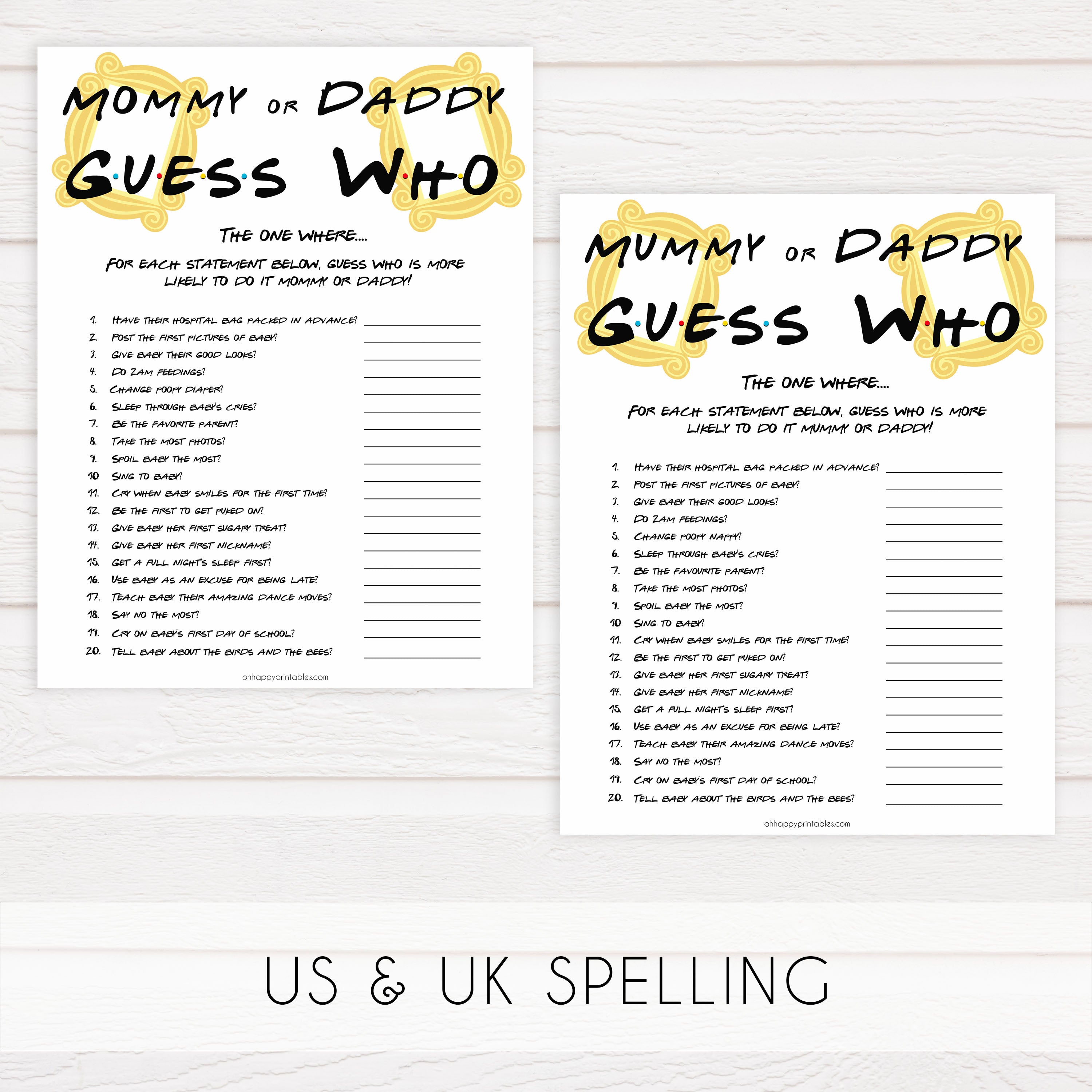 guess who baby game, Printable baby shower games, friends fun baby games, baby shower games, fun baby shower ideas, top baby shower ideas, friends baby shower, friends baby shower ideas
