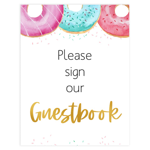 guestbook baby shower table sign, Donut baby decor, printable baby table signs, printable baby decor, baby sprinkles table signs, fun baby signs, baby donut fun baby table signs