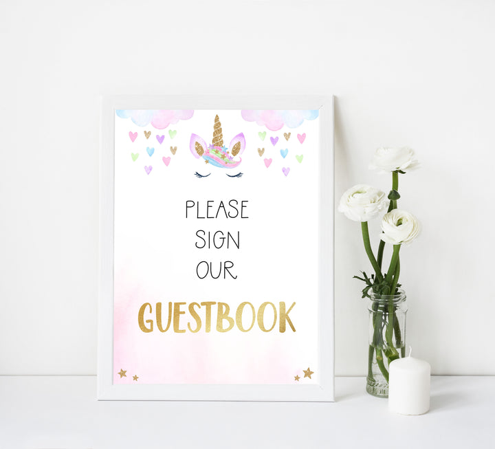 guestbook baby shower table signs, Unicorn baby decor, printable baby table signs, printable baby decor, baby adventure table signs, fun baby signs, baby unicorn fun baby table signs