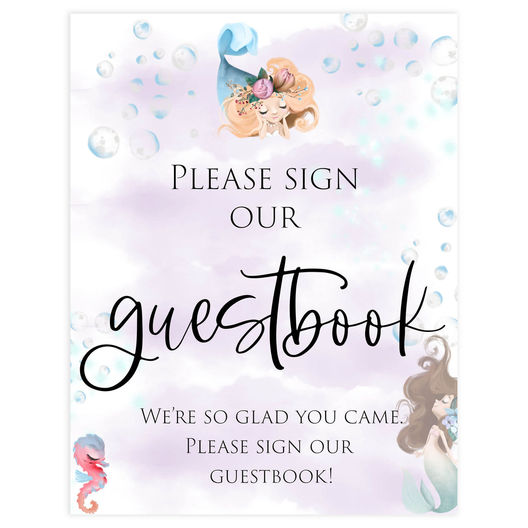 guestbook baby shower table signs, Little mermaid baby decor, printable baby table signs, printable baby decor, baby little mermaid table signs, fun baby signs, baby little mermaid fun baby table signs