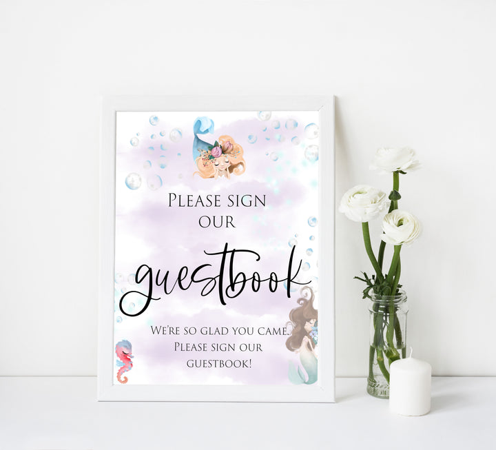 guestbook baby shower table signs, Little mermaid baby decor, printable baby table signs, printable baby decor, baby little mermaid table signs, fun baby signs, baby little mermaid fun baby table signs