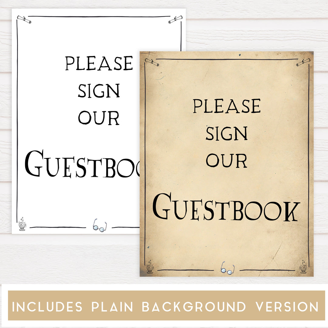guestbook bridal sign, Printable bridal shower signs, Harry Potter bridal shower decor, Harry Potter bridal shower decor ideas, fun bridal shower decor, bridal shower game ideas, Harry Potter bridal shower ideas