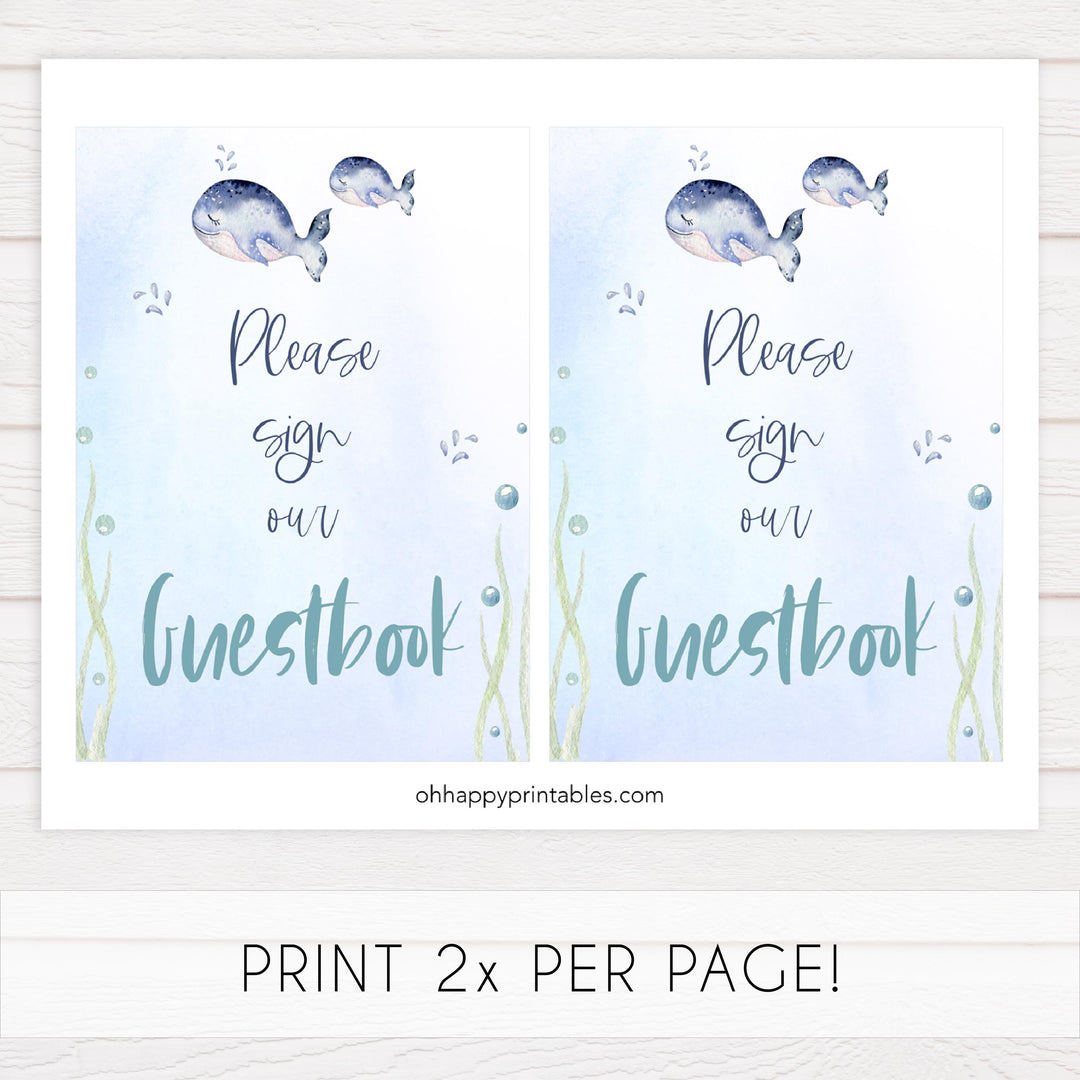 guestbook baby shower table signs, Whale baby decor, printable baby table signs, printable baby decor, baby adventure table signs, fun baby signs, baby unicorn fun baby table signs