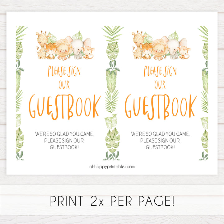 guestbook baby shower table sign, Safari animals baby decor, printable baby table signs, printable baby decor, baby safari animals table signs, fun baby signs, baby safari animals fun baby table signs