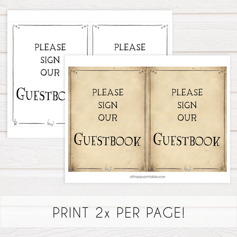 guestbook bridal sign, Printable bridal shower signs, Harry Potter bridal shower decor, Harry Potter bridal shower decor ideas, fun bridal shower decor, bridal shower game ideas, Harry Potter bridal shower ideas