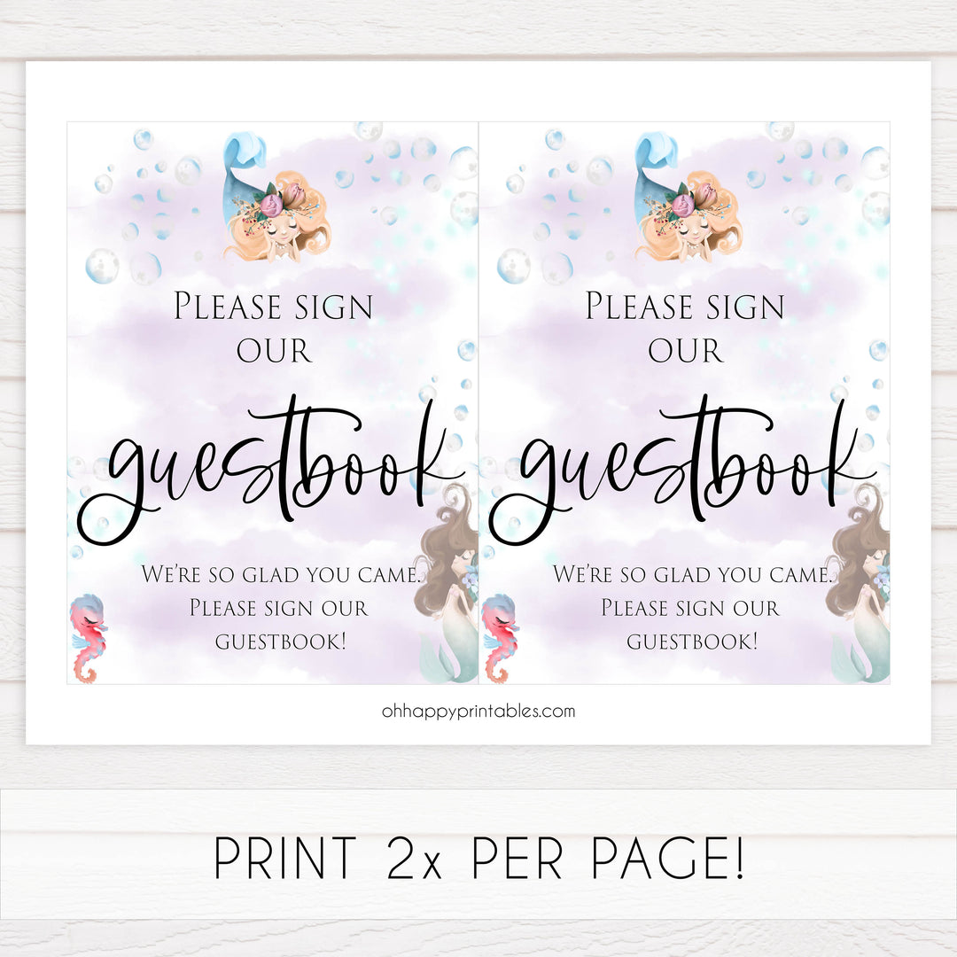 guestbook baby shower table signs, Little mermaid baby decor, printable baby table signs, printable baby decor, baby little mermaid table signs, fun baby signs, baby little mermaid fun baby table signs