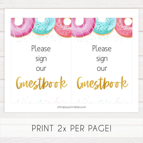 guestbook baby shower table sign, Donut baby decor, printable baby table signs, printable baby decor, baby sprinkles table signs, fun baby signs, baby donut fun baby table signs
