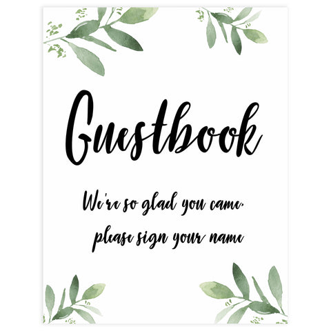 guestbook baby shower signs, printable baby shower signs, botanical baby shower decor, floral baby table signs