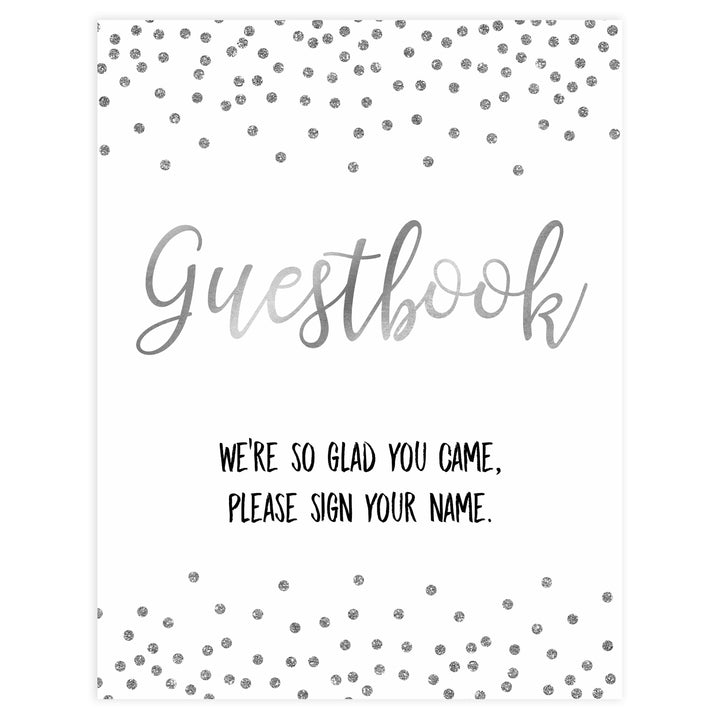 Guestbook baby sign, guestbook baby table signs, Baby silver glitter baby decor, printable baby table signs, printable baby decor, baby silver glitter table signs, fun baby signs, baby silver fun baby table signs
