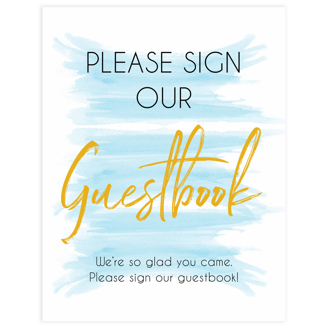 blue swash baby shower decor, printable baby decor, baby shower guestbook sign, baby decor, fun baby shower ideas