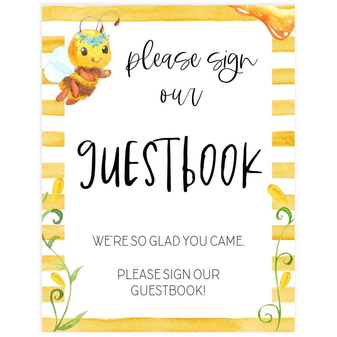 guestbook baby table sign, guestbook baby sign, Mommy to bee baby decor, printable baby table signs, printable baby decor, mommy bee table signs, fun baby signs, mummy bee fun baby table signs