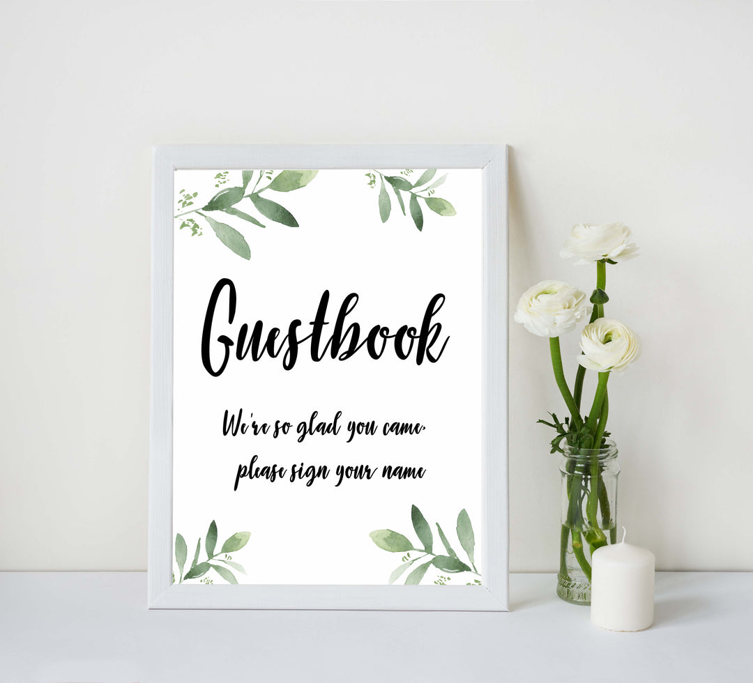 8 baby shower signs, printable baby shower signs, botanical baby shower decor, floral baby table signs