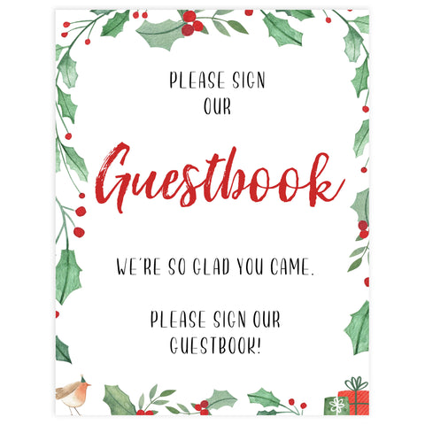Christmas baby shower signs, guestbook baby shower sign, baby shower decor, printable baby signs, baby decor, festive baby shower