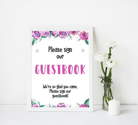 8 baby shower signs pack, printable baby shower signs decor, purple peonies baby shower sign pack, fun baby shower ideas